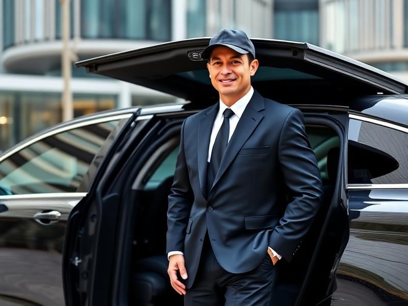 Luxury limousine with professional chauffeur